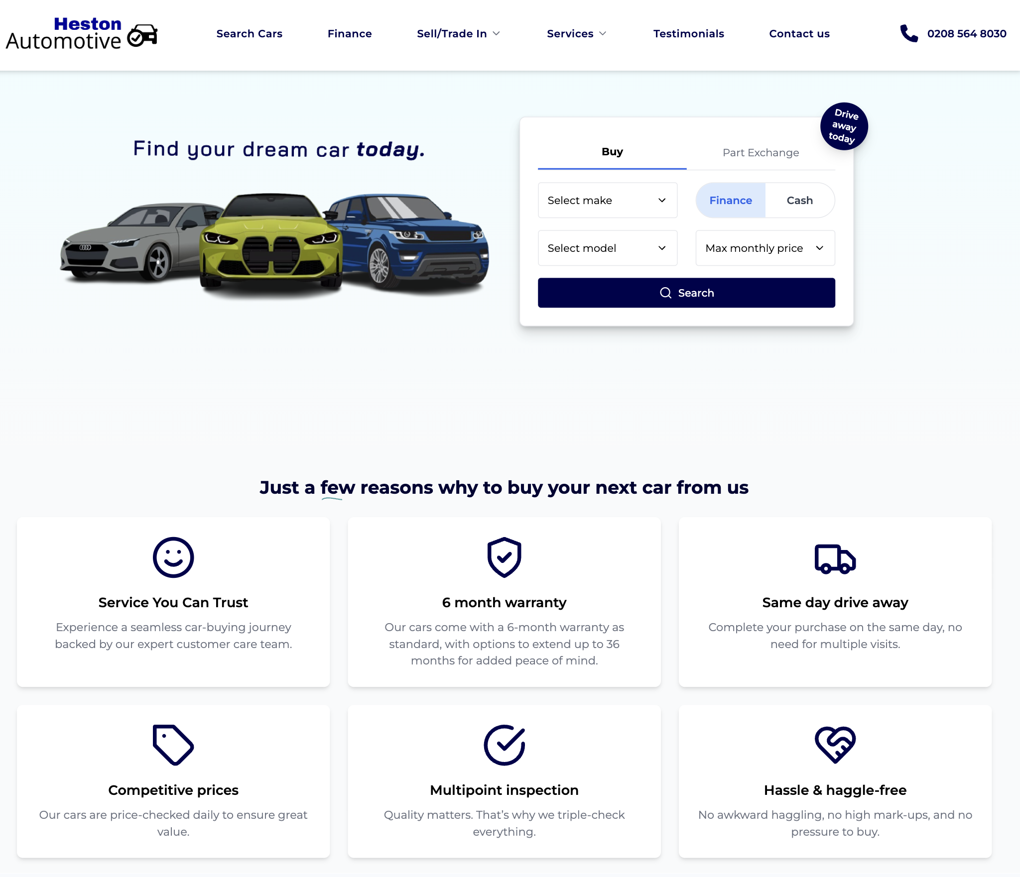Heston Automotive website preview